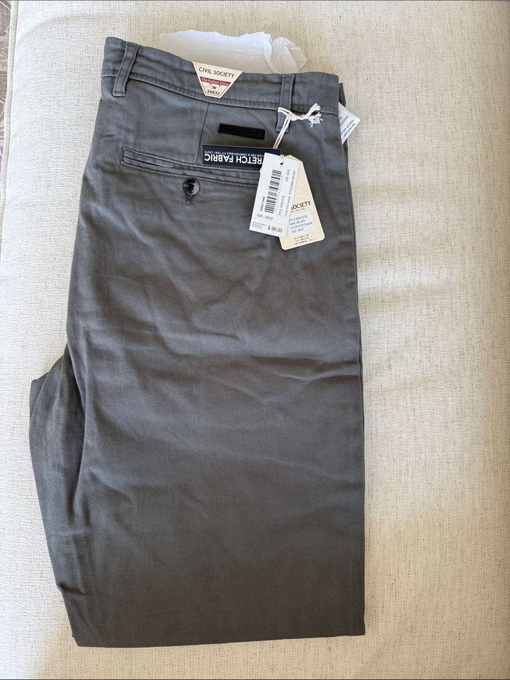 Civil Society Men's Gray Stretch Chino Pants